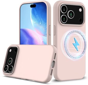 Lunso iPhone 17 Pro hoesje - Flexibel siliconen Backcover met MagSafe - Lichtroze