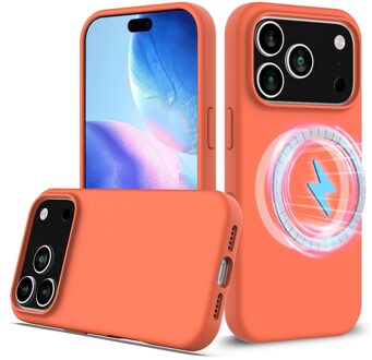 Lunso iPhone 17 Pro hoesje - Flexibel siliconen Backcover met MagSafe - Oranje