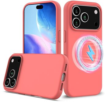 Lunso iPhone 17 Pro hoesje - Flexibel siliconen Backcover met MagSafe - Roze