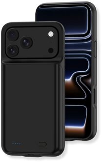 Lunso iPhone 17 Pro Max case - Powerbank hoesje 7000 mAh - Zwart