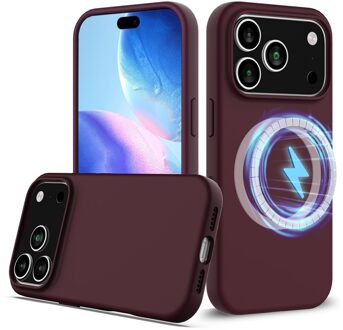 Lunso iPhone 17 Pro Max hoesje - Flexibel siliconen Backcover met MagSafe - Bordeaux Rood