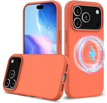 Lunso iPhone 17 Pro Max hoesje - Flexibel siliconen Backcover met MagSafe - Oranje