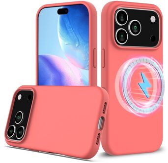 Lunso iPhone 17 Pro Max hoesje - Flexibel siliconen Backcover met MagSafe - Roze