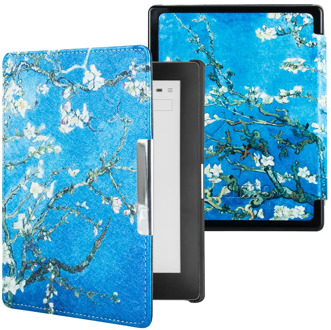 Lunso Kobo Aura Edition 1 hoes (6 inch) - sleepcover - Van Gogh Amandelbloesem Blauw, Wit, Bruin