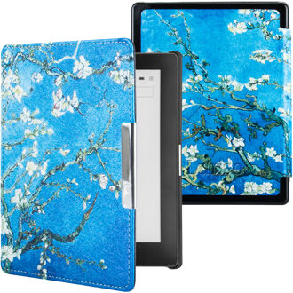 Lunso Kobo Aura Edition 1 hoes (6 inch) - sleepcover - Van Gogh Amandelbloesem Blauw, Wit, Bruin