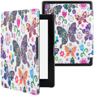 Lunso Kobo Aura Edition 1 hoes (6 inch) - sleepcover - Vlinders Wit, Meerdere kleuren