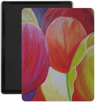 Lunso Kobo Aura Edition 1 hoes (6 inch) - Vegan Saffiano Leren sleep cover - Tulpen Geel, Roze, Oranje, Meerdere kleuren