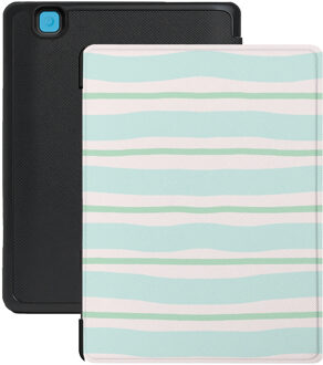 Lunso Kobo Aura Edition 2 hoesje (6 inch) - Vegan Saffiano Leren Sleep Cover - Soft Surf Blauw, Wit, Groen