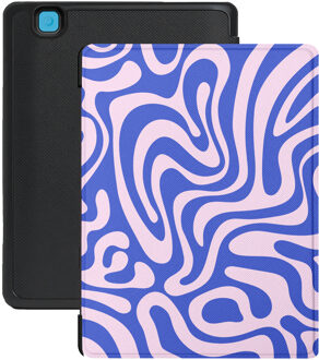 Lunso Kobo Aura Edition 2 hoesje (6 inch) - Vegan Saffiano Leren Sleep Cover - Violet Vortex Blauw, Paars, Roze