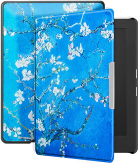 Lunso Kobo Aura H20 Edition 1 hoes (6.8 inch) - sleep cover - Van Gogh Amandelbloesem Blauw, Wit, Bruin