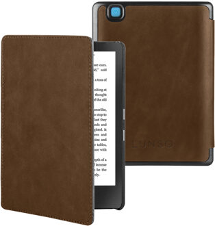 Lunso Kobo Aura H20 Edition 2 hoes (6.8 inch) - Leren sleepcover - Coffee Bruin