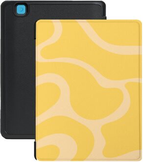 Lunso Kobo Aura H20 Edition 2 hoesje (6.8 inch) - Vegan Saffiano Leren Sleep Cover - Yellow Wave Geel