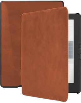 Lunso Kobo Aura H2o edition 1 hoes (6.8 inch) - Lederen sleep cover - Cognac Bruin