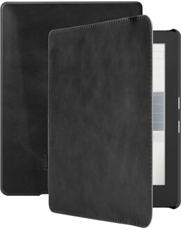 Lunso Kobo Aura H2o edition 1 hoes (6.8 inch) - Lederen sleep cover - Zwart
