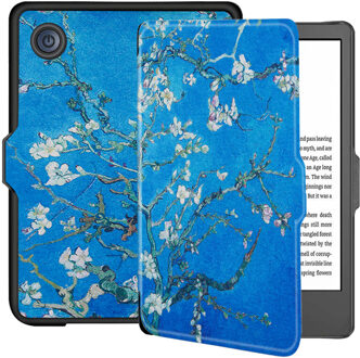 Lunso Kobo Clara 2E hoes (6 inch) - sleep cover - Van Gogh Amandelbloesem Blauw, Wit, Bruin