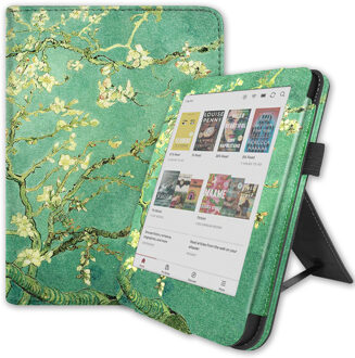 Lunso Kobo Clara BW / Clara Colour hoes (6 inch) - Luxe Stand sleepcover - Van Gogh Amandelbloesem Blauw, Wit, Groen, Bruin, Geel, Meerdere kleuren