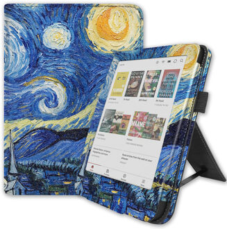 Lunso Kobo Clara BW / Clara Colour hoes (6 inch) - Luxe Stand sleepcover - Van Gogh Sterrennacht Blauw, Geel, Meerdere kleuren