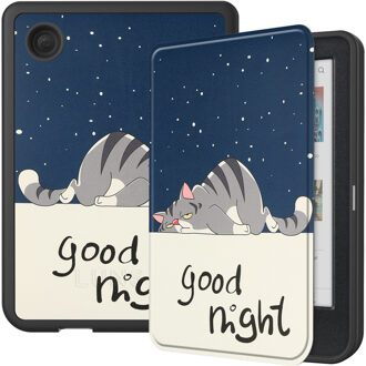 Lunso Kobo Clara BW / Clara Colour hoes (6 inch) - sleepcover - Lazy Cat Blauw, Wit