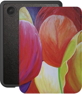 Lunso Kobo Clara BW / Clara Colour hoes (6 inch) - Vegan Saffiano Leren sleepcover - Tulpen Rood, Geel, Oranje, Meerdere kleuren