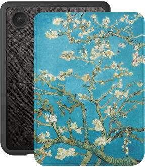 Lunso Kobo Clara BW / Clara Colour hoes (6 inch) - Vegan Saffiano Leren sleepcover - Van Gogh Amandelbloesem Blauw, Wit, Groen, Meerdere kleuren
