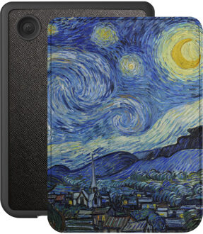 Lunso Kobo Clara BW / Clara Colour hoes (6 inch) - Vegan Saffiano Leren sleepcover - Van Gogh Sterrennacht Blauw, Geel
