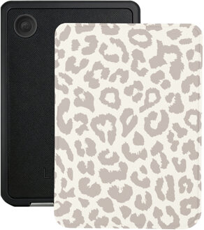 Lunso Kobo Clara BW / Clara Colour hoesje (6 inch) - Vegan Saffiano Leren Sleep Cover - Calm Serengeti Wit, Grijs