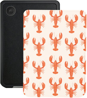 Lunso Kobo Clara BW / Clara Colour hoesje (6 inch) - Vegan Saffiano Leren Sleep Cover - Catch of the Day Rood, Wit