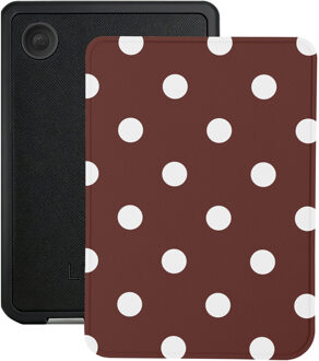 Lunso Kobo Clara BW / Clara Colour hoesje (6 inch) - Vegan Saffiano Leren Sleep Cover - Vintage Dots Geel