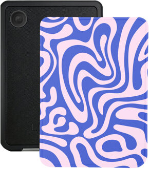 Lunso Kobo Clara BW / Clara Colour hoesje (6 inch) - Vegan Saffiano Leren Sleep Cover - Voilet Vortex Blauw, Roze