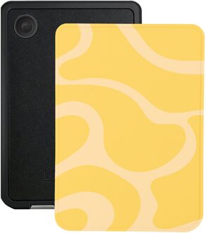 Lunso Kobo Clara BW / Clara Colour hoesje (6 inch) - Vegan Saffiano Leren Sleep Cover - Yellow Wave Geel