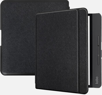 Lunso Kobo Forma hoes (8 inch) - Vegan Saffiano Leren sleepcover - Zwart