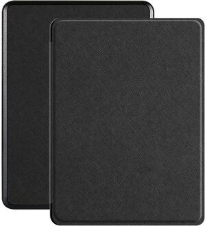Lunso Kobo Glo / Glo HD / Touch 2.0 (6 inch) - Vegan saffiano leren sleepcover hoes - Zwart