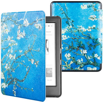 Lunso Kobo Glo / Glo HD / Touch 2.0 hoes (6 inch) - sleep cover - Van Gogh Amandelbloesem Blauw, Wit
