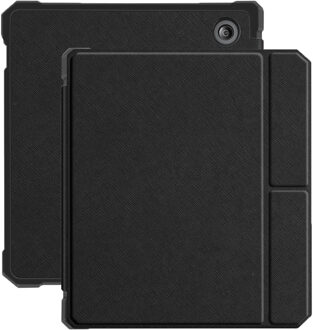 Lunso Kobo Libra 2 (7 inch) - Vegan saffiano leren sleepcover hoes - Zwart