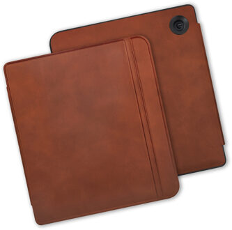Lunso Kobo Libra Colour hoes (7 inch) - echt leren sleepcover - Cognac Bruin