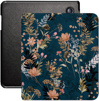 Lunso Kobo Libra Colour hoes (7 inch) - Vegan Saffiano Leren sleepcover - Urban Park Blauw, Meerdere kleuren