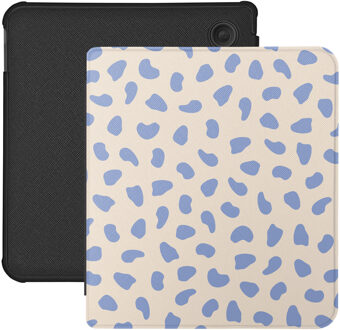Lunso Kobo Libra Colour hoesje (7 inch) - Vegan Saffiano Leren Sleep Cover - Azure Pebble Blauw, Wit