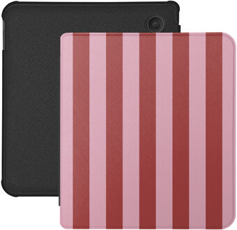 Lunso Kobo Libra Colour hoesje (7 inch) - Vegan Saffiano Leren Sleep Cover - Candy Floss Rood, Roze