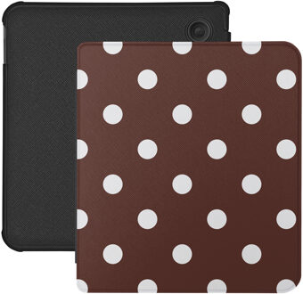 Lunso Kobo Libra Colour hoesje (7 inch) - Vegan Saffiano Leren Sleep Cover - Vintage Dots Blauw, Wit