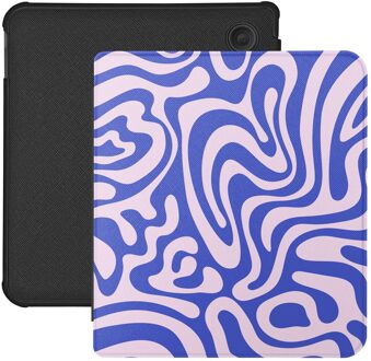 Lunso Kobo Libra Colour hoesje (7 inch) - Vegan Saffiano Leren Sleep Cover - Voilet Vortex Blauw, Roze