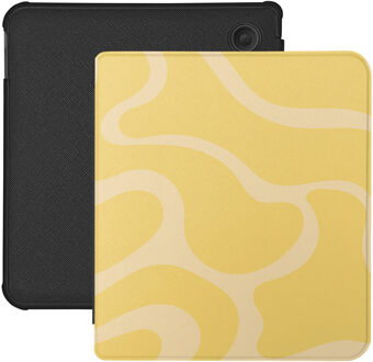 Lunso Kobo Libra Colour hoesje (7 inch) - Vegan Saffiano Leren Sleep Cover - Yellow Wave Geel