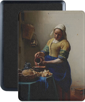 Lunso Kobo Nia hoes (6 inch) - Vegan Saffiano Leren sleep cover - Vermeer Melkmeisje Blauw, Geel, Meerdere kleuren