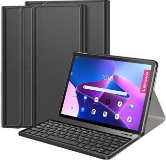 Lunso Lenovo Tab M10 Plus Gen 3 (3e generatie) - Afneembare Toetsenbord Hoes - Zwart