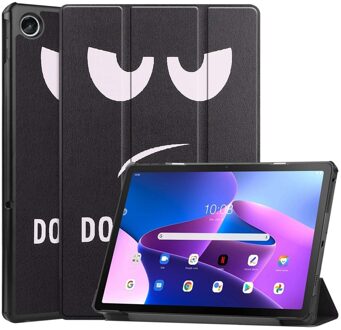 Lunso Lenovo Tab M10 Plus Gen 3 (3e generatie) - Tri-Fold Bookcase hoes - Don't Touch Zwart, Wit