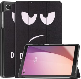Lunso Lenovo Tab M8 Gen 4 (8 inch) - Tri-Fold Bookcase hoes - Don't Touch Zwart, Wit