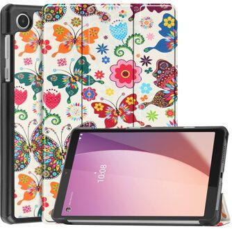 Lunso Lenovo Tab M8 Gen 4 (8 inch) - Tri-Fold Bookcase hoes - Vlinders Meerdere kleuren