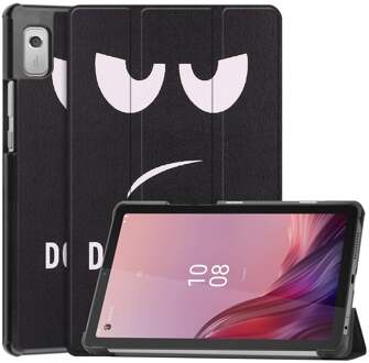 Lunso Lenovo Tab M9 (9 inch) - Tri-Fold Bookcase hoes - Don't Touch Zwart, Wit