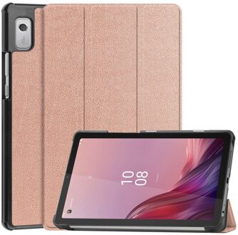 Lunso Lenovo Tab M9 (9 inch) - Tri-Fold Bookcase hoes - Rose Goud