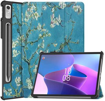 Lunso Lenovo Tab P11 Pro Gen 2 (2e generatie) - Tri-Fold Bookcase hoes - Van Gogh Amandelbloesem Blauw, Wit, Groen