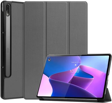 Lunso Lenovo Tab P12 Pro - Tri-Fold Bookcase hoes - Grijs